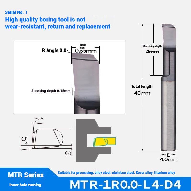 1123-Tungsten steel small hole boring cutter MTR centering machine stainless steel special small diameter boring cutter integral tungsten carbide internal hole boring cutter Shandong Denso Pricision Tools Co.,Ltd.